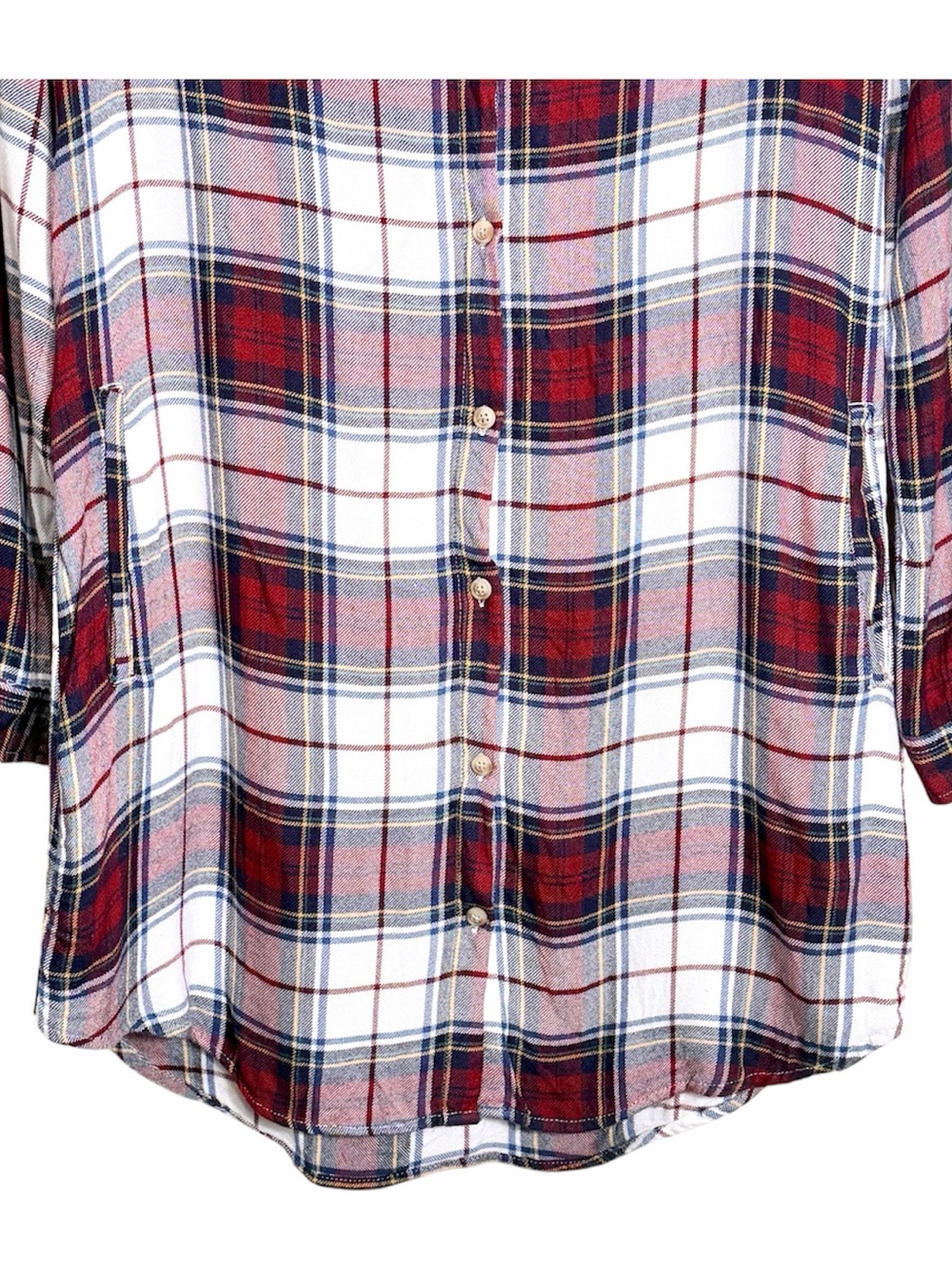 ANTHROPOLOGIE THREAD & SUPPLY Women’s Plaid Flannel Tunic Shirt Dress Size Large - Picture 7 of 11